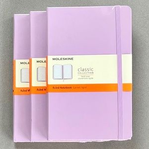 3 Moleskine Classic Collection Hardcover Ruled Notebooks, NWT Lilac, 5"x8.25"